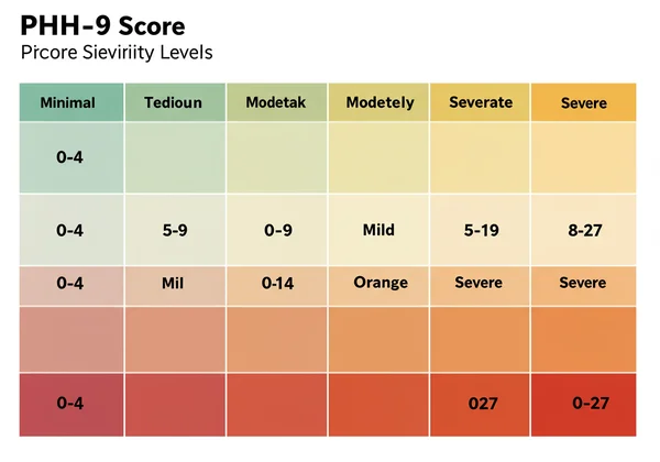 PHQ-9 score severity levels chart