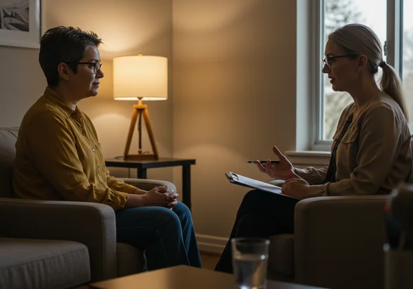 Person discussing mental health with a professional