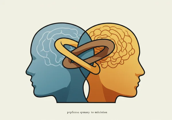 Two interconnected brain representations, symbolizing co-occurring