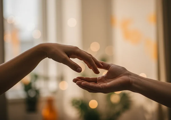 Person reaching out for professional mental health help.