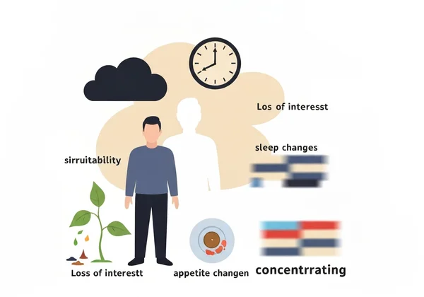 Abstract illustration of common depression symptoms and changes