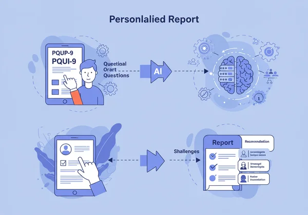 AI analyzing PHQ-9 responses for personalized mental health.